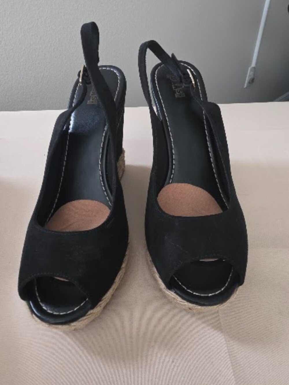 Brash Scout Black Espadrille Wedge Peep Toe Sandals Size 12